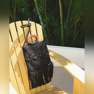 NWOT Danielle Nicole Macrame Black Bag
